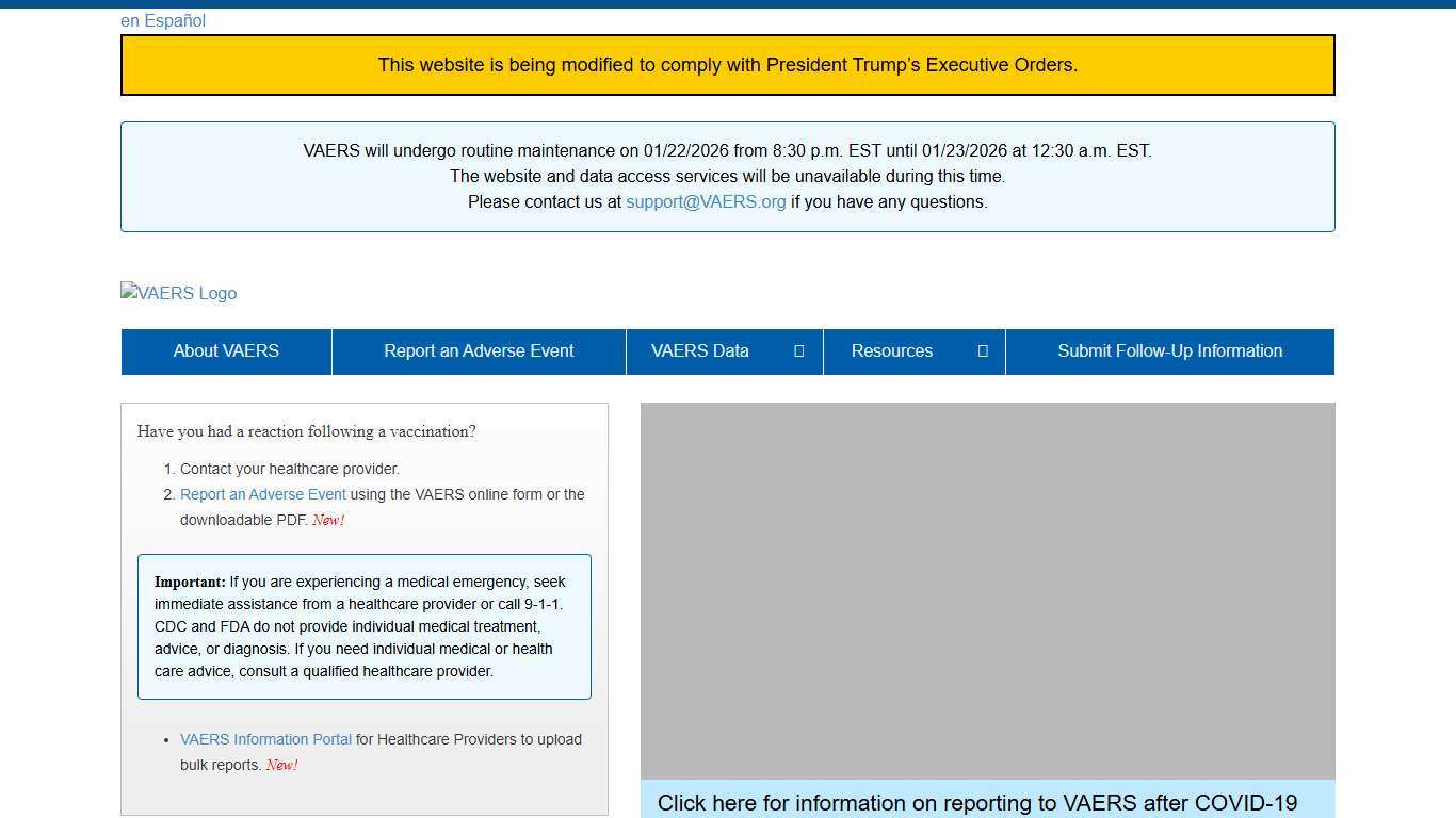 Vaccine Adverse Event Reporting System (VAERS)