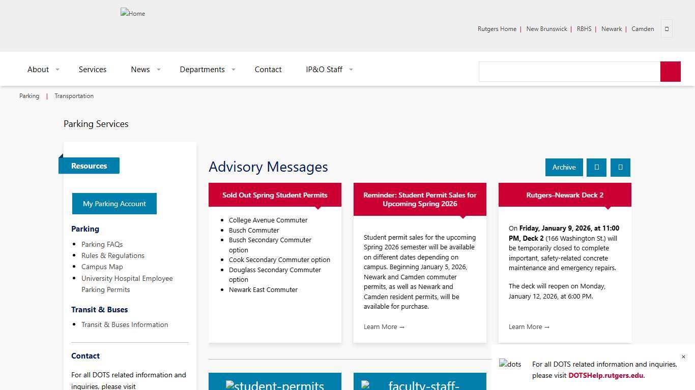 Parking Services | Institutional Planning and Operations